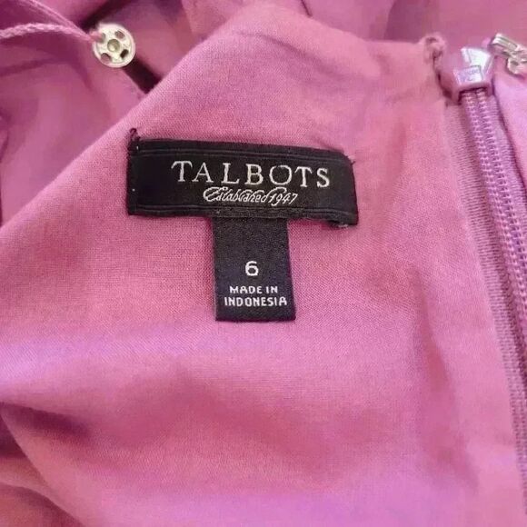 Talbots Women's Magenta Cotton Sleeveless V-Neck Ruffle Layered Skirt Dress - Picture 10 of 10